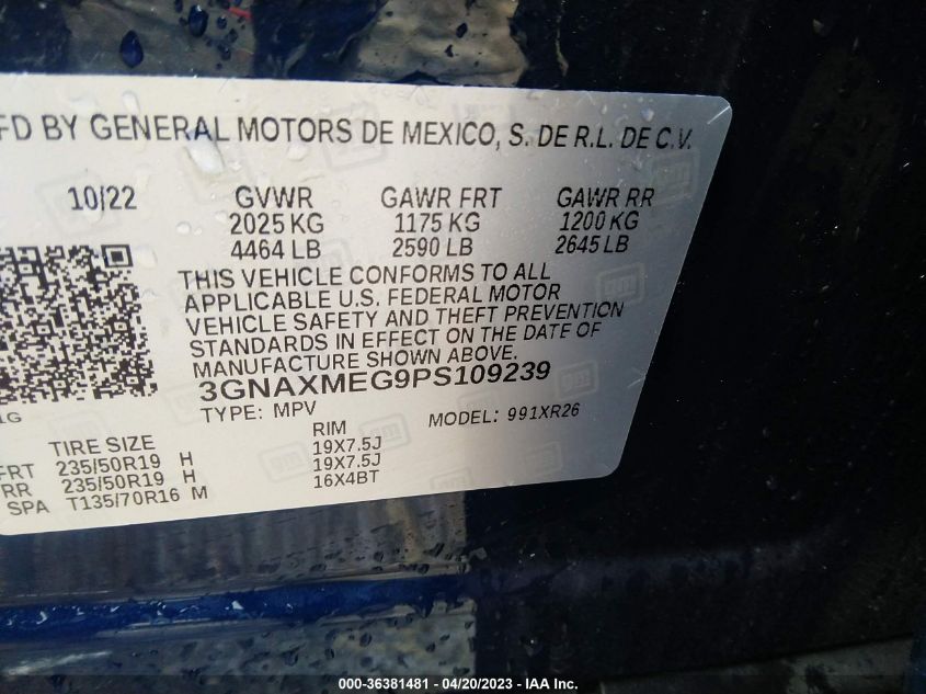 2023 CHEVROLET EQUINOX RS - 3GNAXMEG9PS109239