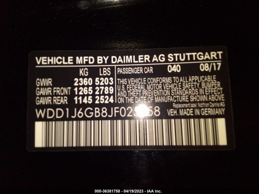 2018 MERCEDES-BENZ E-CLASS E 400 - WDD1J6GB8JF025258