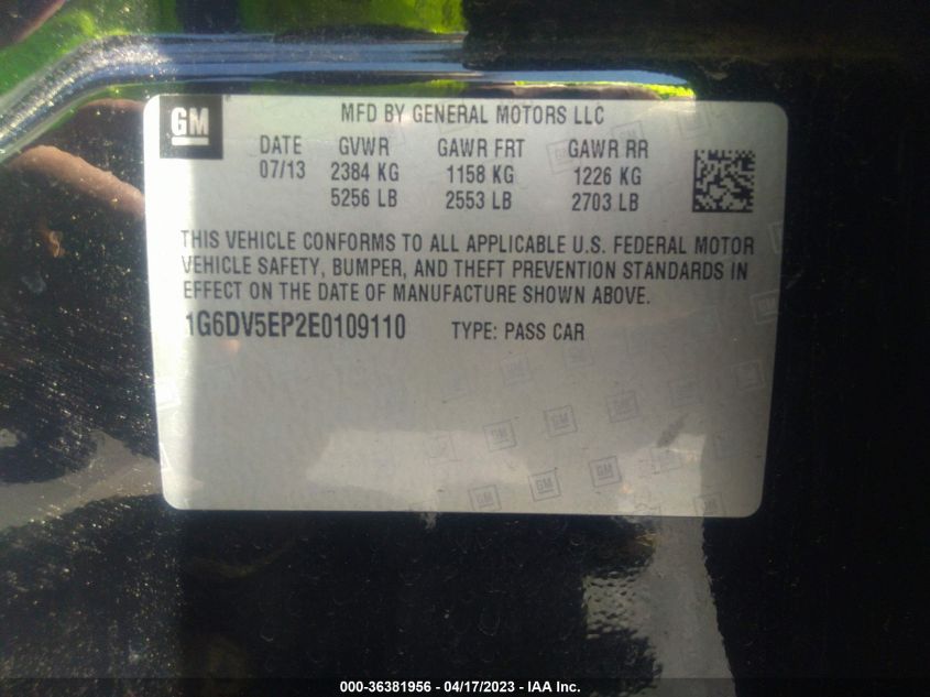 2014 CADILLAC CTS-V SEDAN 1G6DV5EP2E0109110