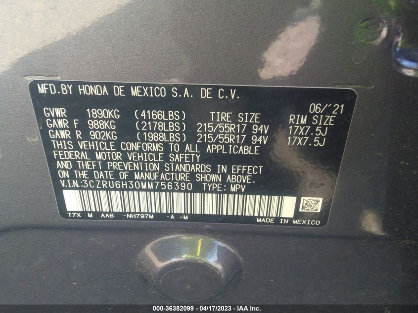 2021 HONDA HR-V LX - 3CZRU6H30MM756390