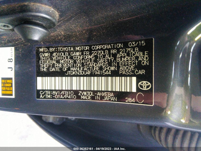 2015 TOYOTA PRIUS FOUR - JTDKN3DU4F1941544