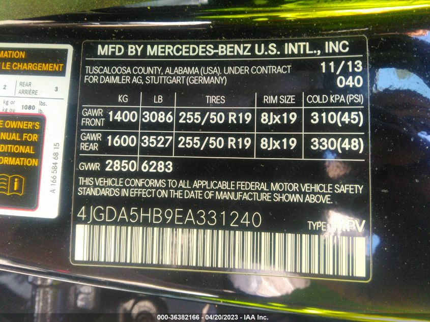 2014 MERCEDES-BENZ M-CLASS ML 350 - 4JGDA5HB9EA331240
