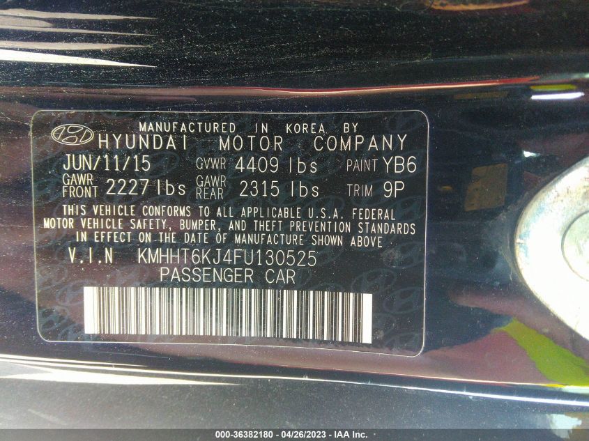2015 HYUNDAI GENESIS COUPE 3.8L BASE KMHHT6KJ4FU130525