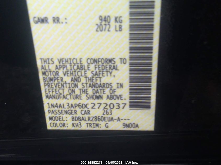 2013 NISSAN ALTIMA 2.5 S - 1N4AL3AP6DC272037