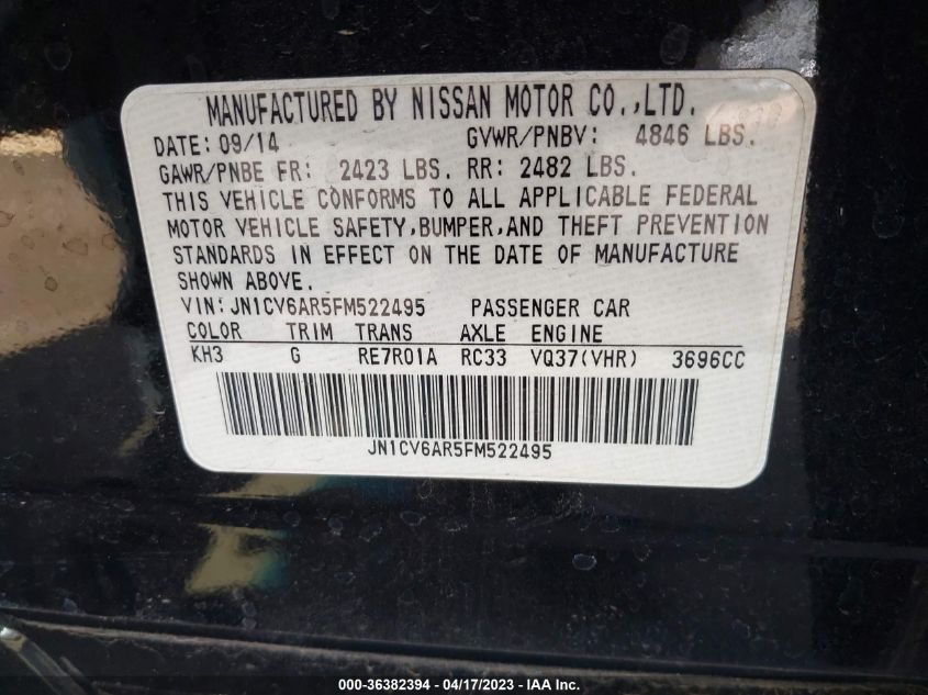 2015 INFINITI Q40 JN1CV6AR5FM522495
