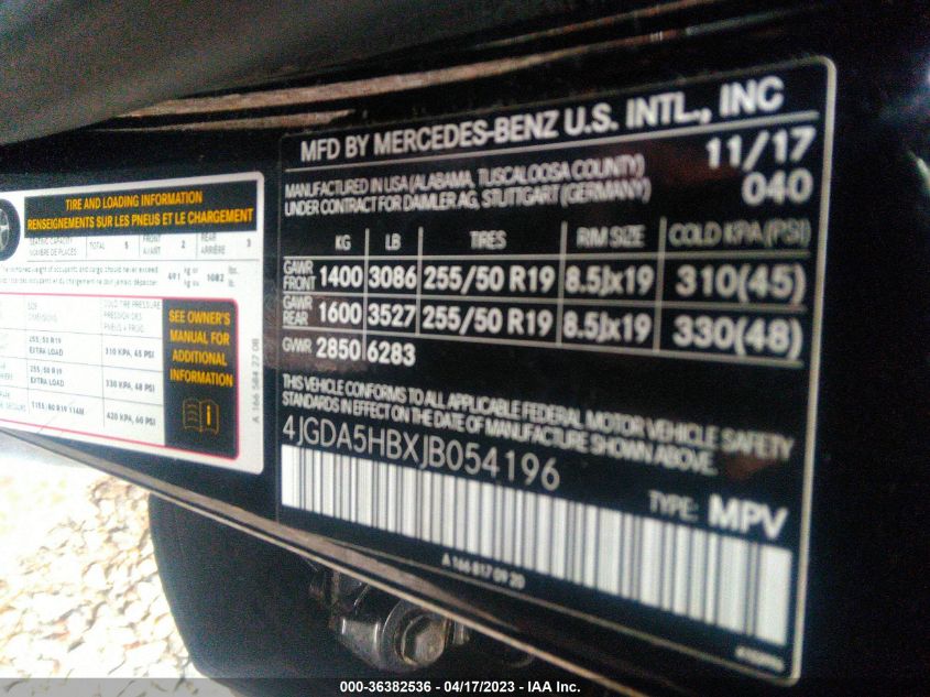 2018 MERCEDES-BENZ GLE GLE 350 - 4JGDA5HBXJB054196