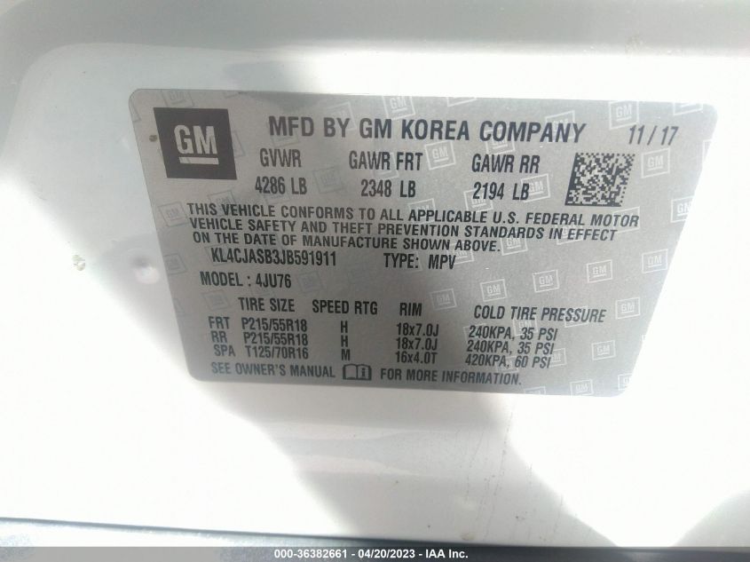 2018 BUICK ENCORE PREFERRED - KL4CJASB3JB591911