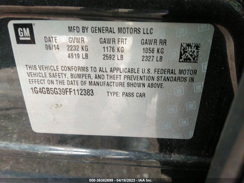 2015 BUICK LACROSSE LEATHER - 1G4GB5G39FF112383