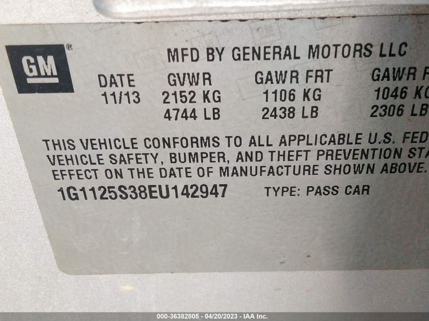 2014 CHEVROLET IMPALA LT - 1G1125S38EU142947