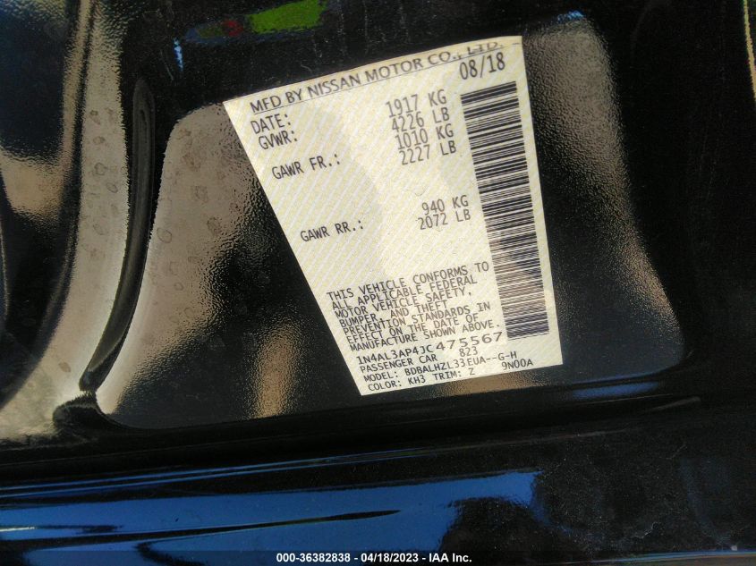 2018 NISSAN ALTIMA 2.5 SR - 1N4AL3AP4JC475567