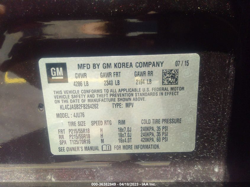 2015 BUICK ENCORE - KL4CJASB2FB264262