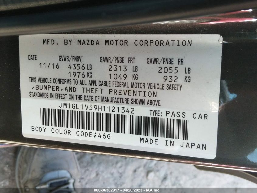 2017 MAZDA MAZDA6 TOURING - JM1GL1V59H1121342