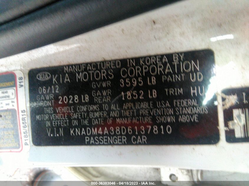 2013 KIA RIO LX - KNADM4A38D6137810