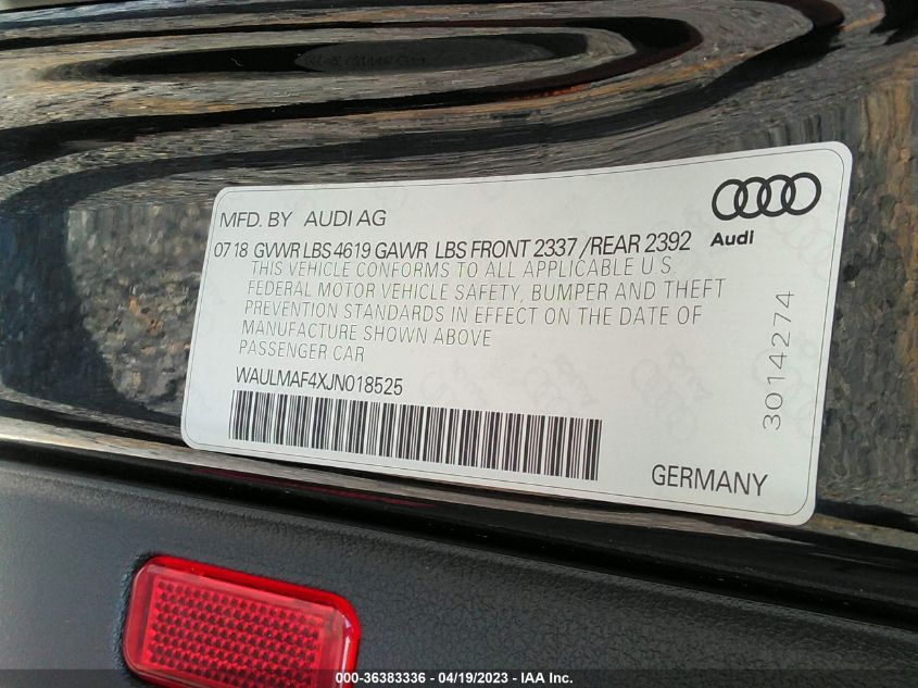 2018 AUDI A4 PREMIUM PLUS - WAULMAF4XJN018525