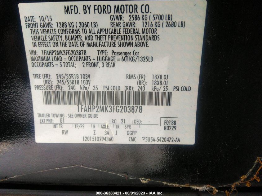2015 FORD SEDAN POLICE INTERCEPTOR 1FAHP2MK3FG203878