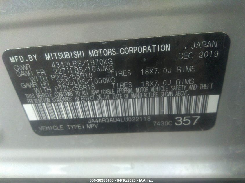 2020 MITSUBISHI OUTLANDER SPORT ES 2.0/SE 2.0 - JA4AR3AU4LU022118
