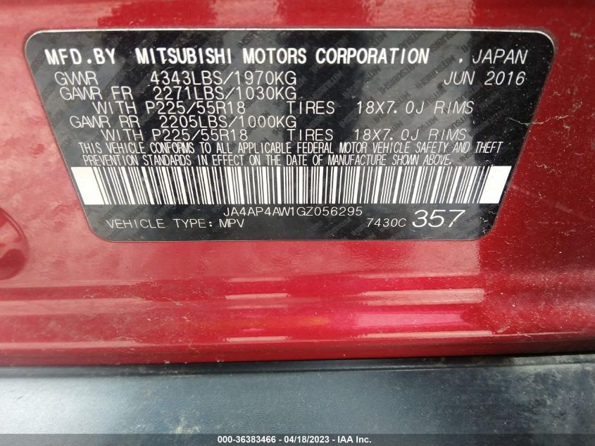 2016 MITSUBISHI OUTLANDER SPORT 2.4 - JA4AP4AW1GZ056295