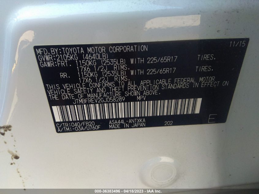 2016 TOYOTA RAV4 LE - JTMBFREV2GJ058289