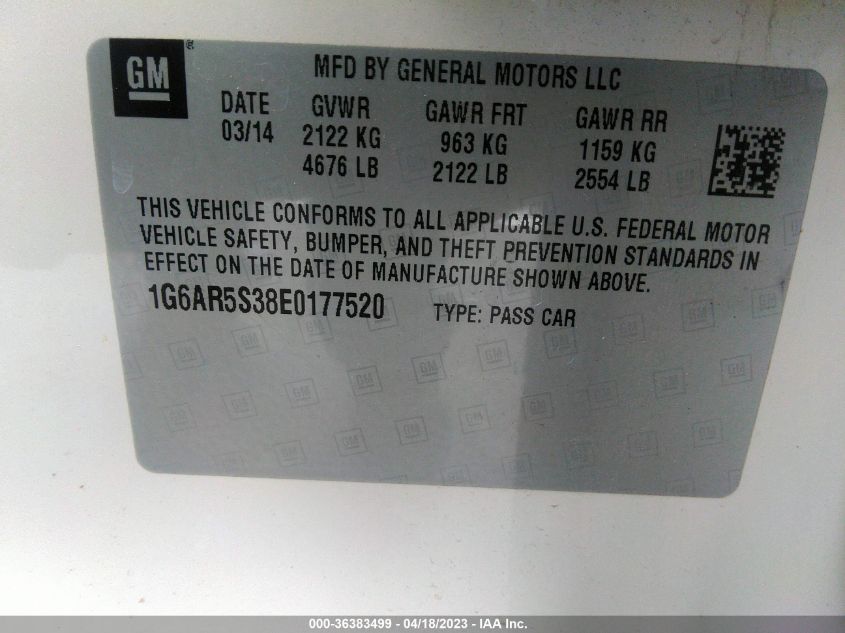 2014 CADILLAC CTS LUXURY - 1G6AR5S38E0177520