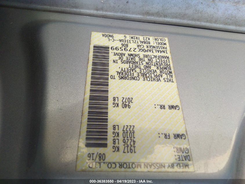 2016 NISSAN ALTIMA 2.5 SL - 1N4AL3AP0GC279599