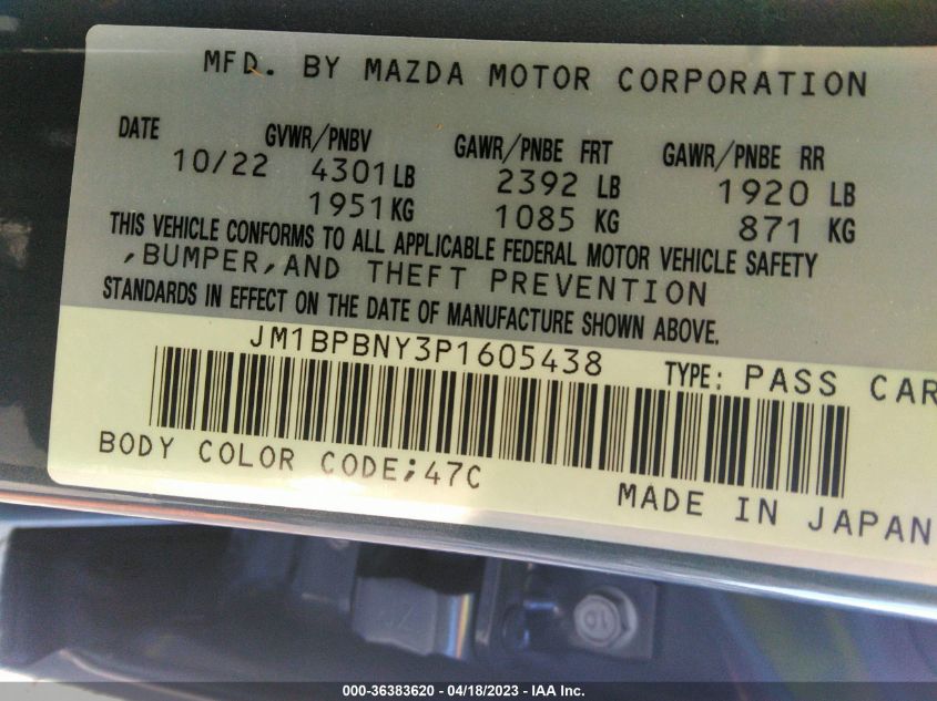 2023 MAZDA MAZDA3 HATCHBACK 2.5 TURBO PREMIUM PLUS JM1BPBNY3P1605438