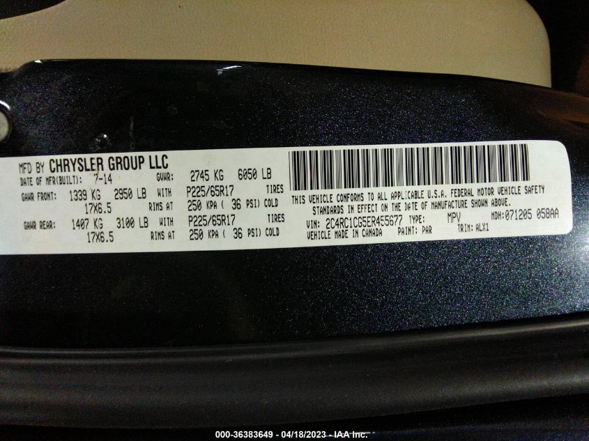 2014 CHRYSLER TOWN & COUNTRY TOURING-L - 2C4RC1CG5ER455677