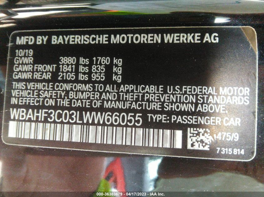 2020 BMW Z4 SDRIVE30I WBAHF3C03LWW6605