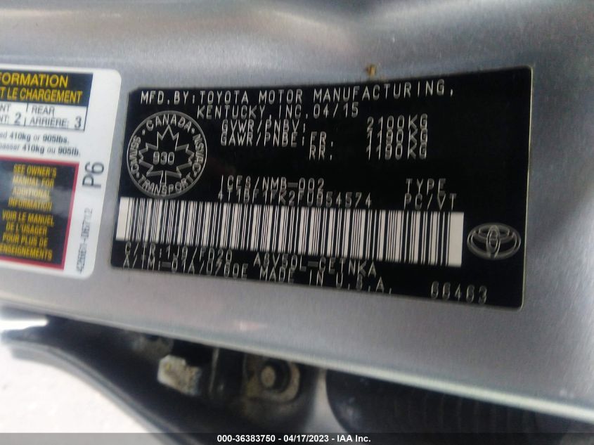 2015 TOYOTA CAMRY SE/LE/XLE/XSE - 4T1BF1FK2FU954574