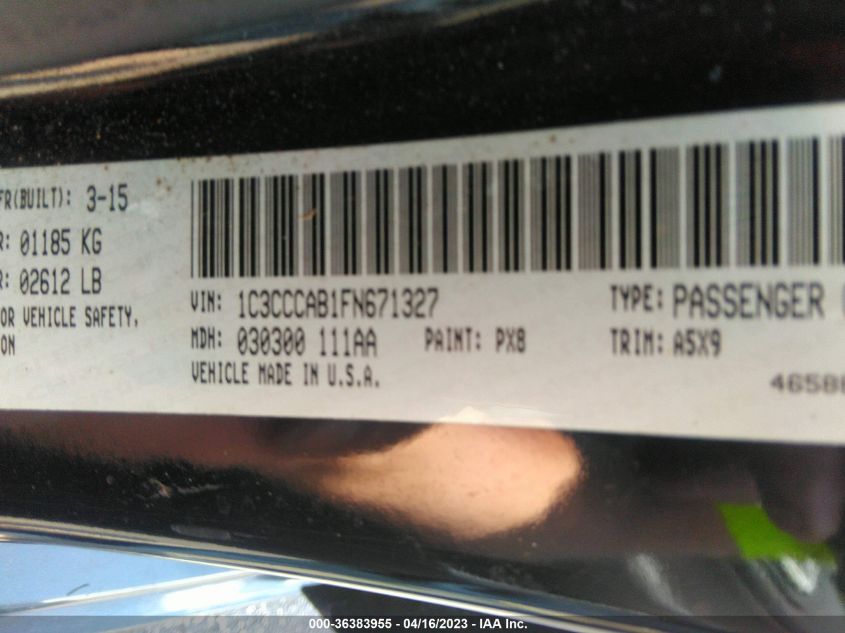 2015 CHRYSLER 200 LIMITED - 1C3CCCAB1FN671327