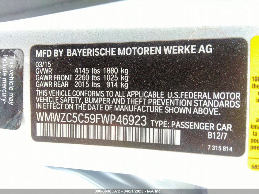 2015 MINI COOPER COUNTRYMAN S - WMWZC5C59FWP46923