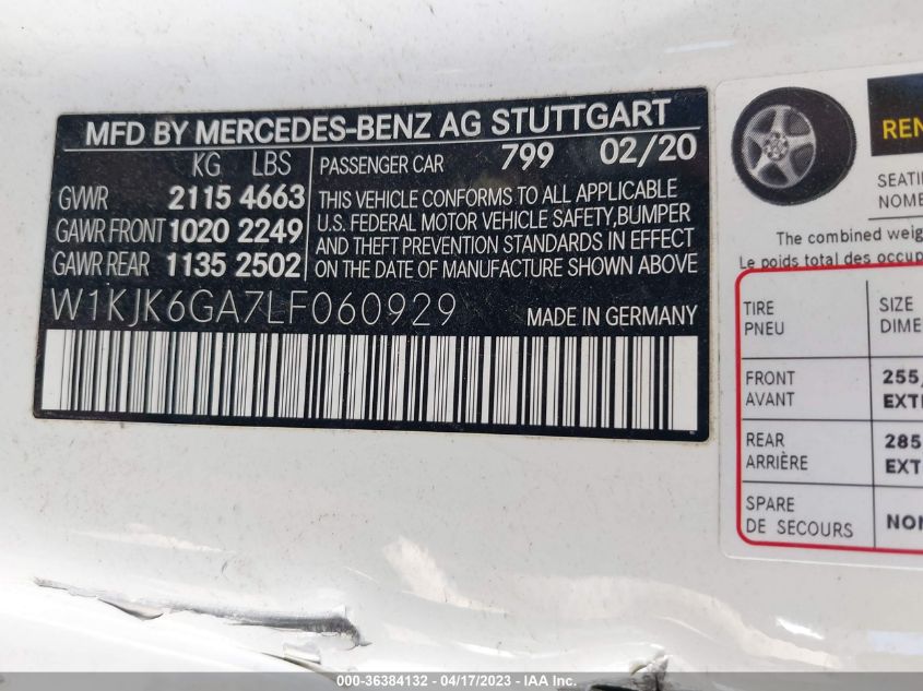2020 MERCEDES-BENZ SL SL 450 - W1KJK6GA7LF060929