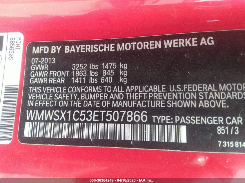 2014 MINI COOPER COUPE - WMWSX1C53ET507866