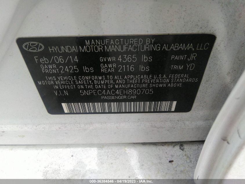 2014 HYUNDAI SONATA LIMITED - 5NPEC4AC4EH890705