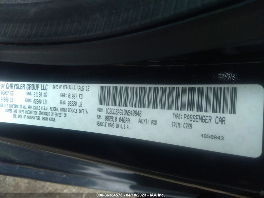 2013 DODGE AVENGER SE V6 - 1C3CDZAG1DN548846