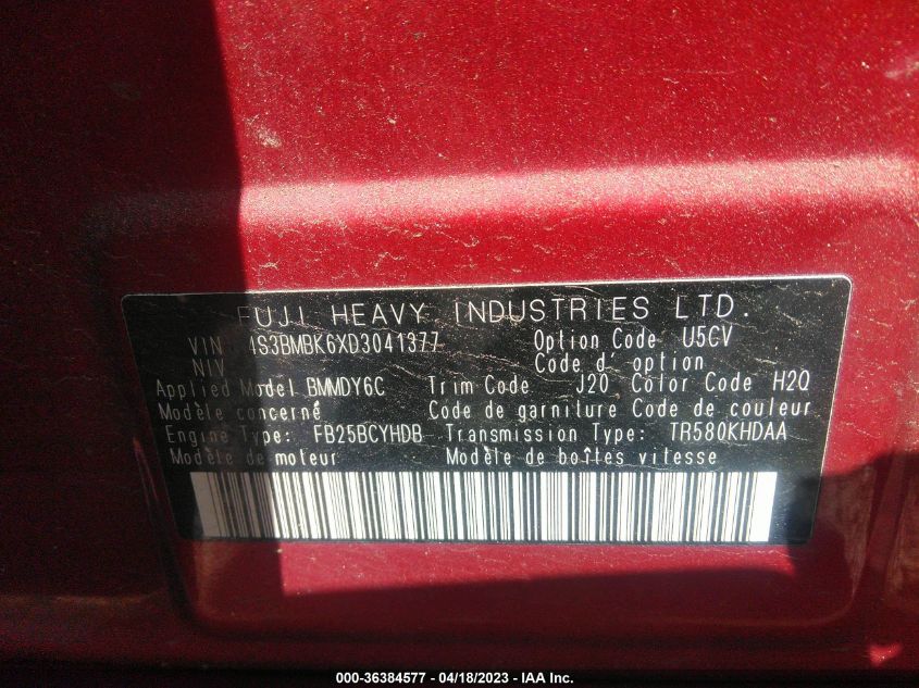 2013 SUBARU LEGACY 2.5I LIMITED - 4S3BMBK6XD3041377