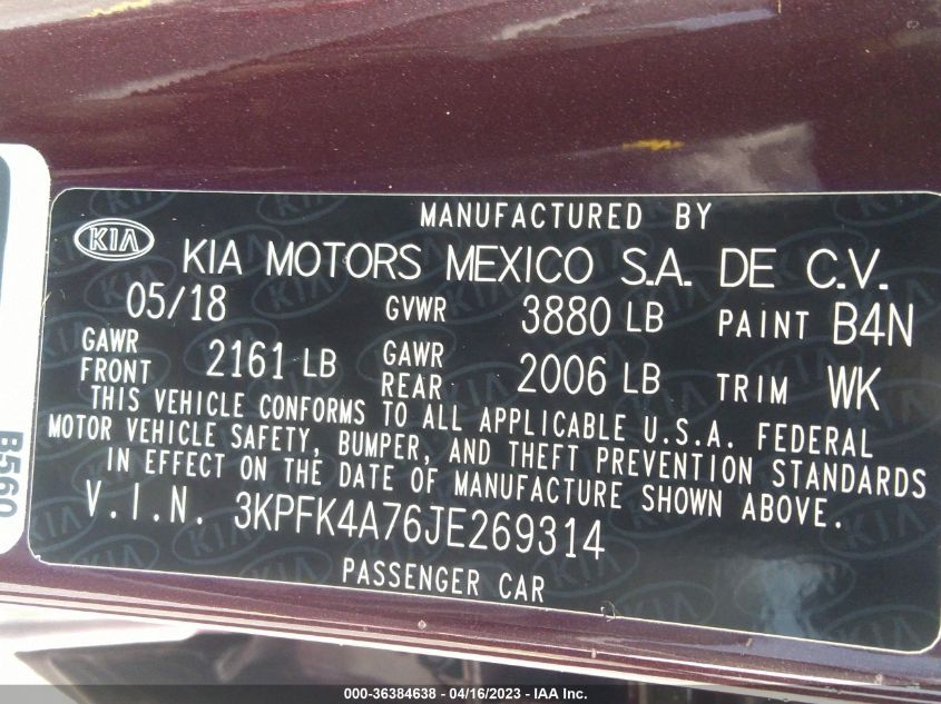 2018 KIA FORTE LX - 3KPFK4A76JE269314