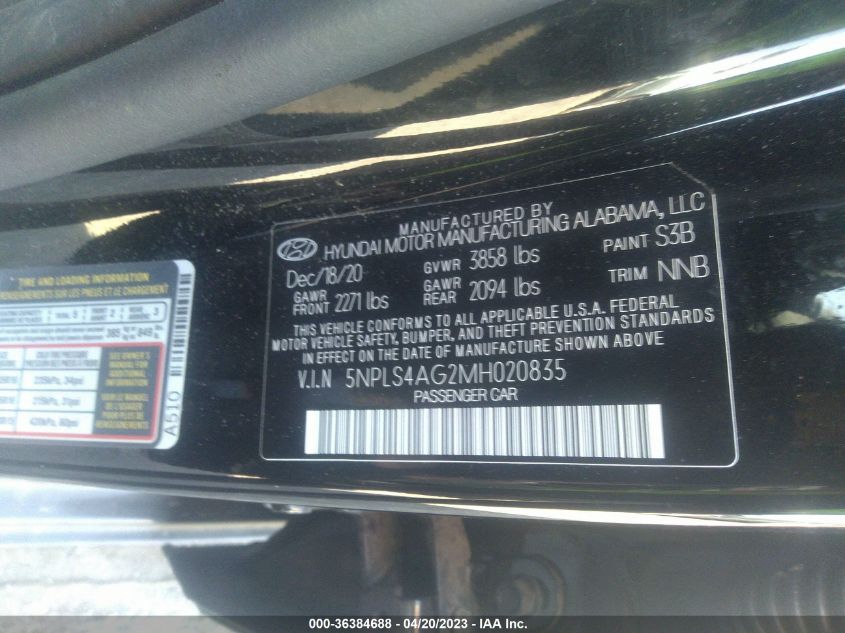 2021 HYUNDAI ELANTRA SEL - 5NPLS4AG2MH020835