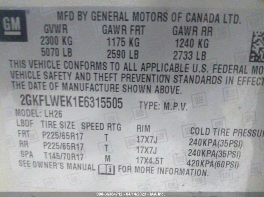 2014 GMC TERRAIN SLE - 2GKFLWEK1E6315505