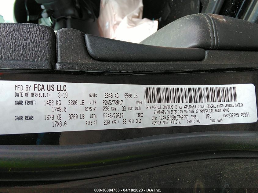 2019 JEEP GRAND CHEROKEE LAREDO E - 1C4RJFAG8KC742361