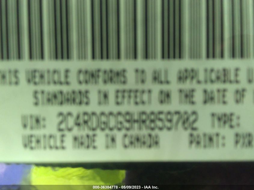 2017 DODGE GRAND CARAVAN SXT - 2C4RDGCG9HR859702