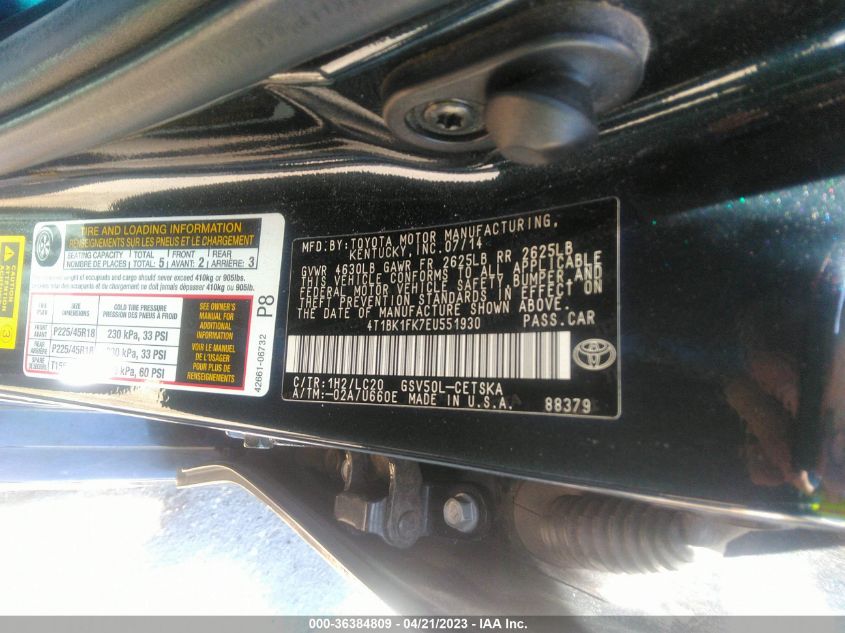 2014 TOYOTA CAMRY SE/XLE - 4T1BK1FK7EU551930