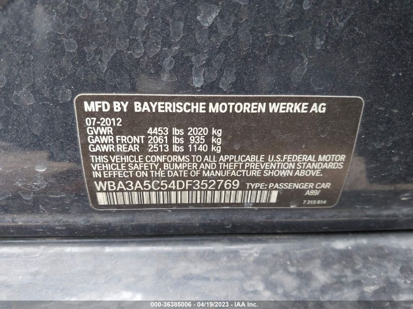 2013 BMW 3 SERIES 328I - WBA3A5C54DF352769