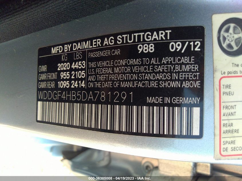 2013 MERCEDES-BENZ C-CLASS C 250 - WDDGF4HB5DA781291