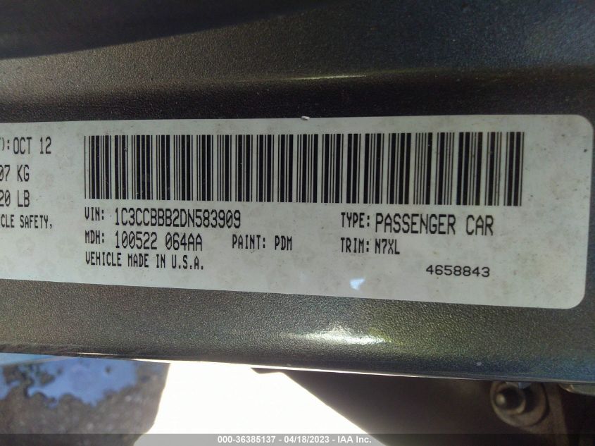 2013 CHRYSLER 200 TOURING - 1C3CCBBB2DN583909