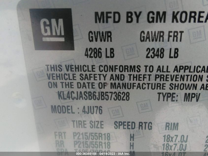 2018 BUICK ENCORE PREFERRED - KL4CJASB6JB573628
