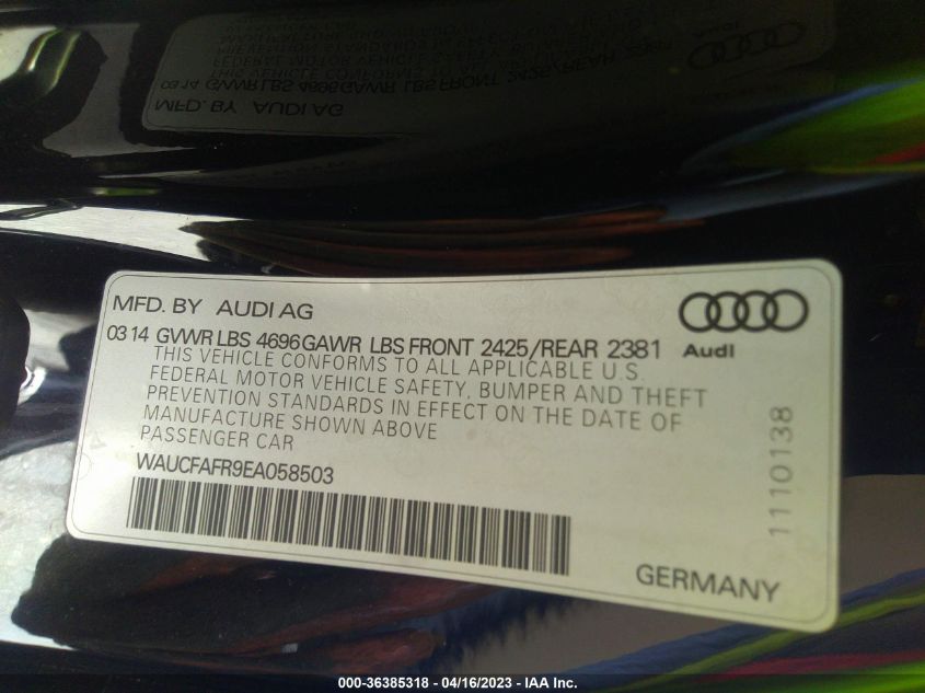 2014 AUDI A5 PREMIUM - WAUCFAFR9EA058503