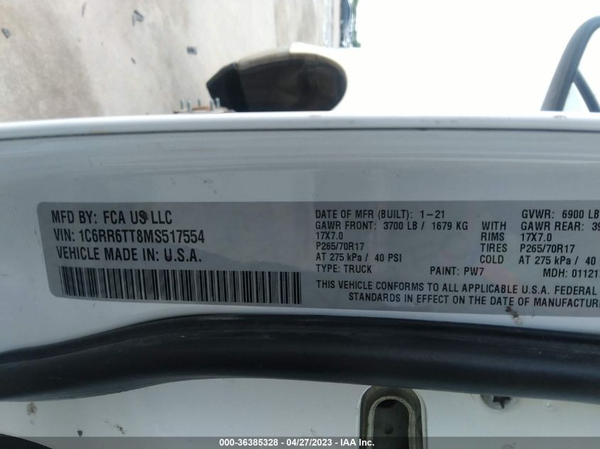2021 RAM 1500 CLASSIC SLT - 1C6RR6TT8MS517554