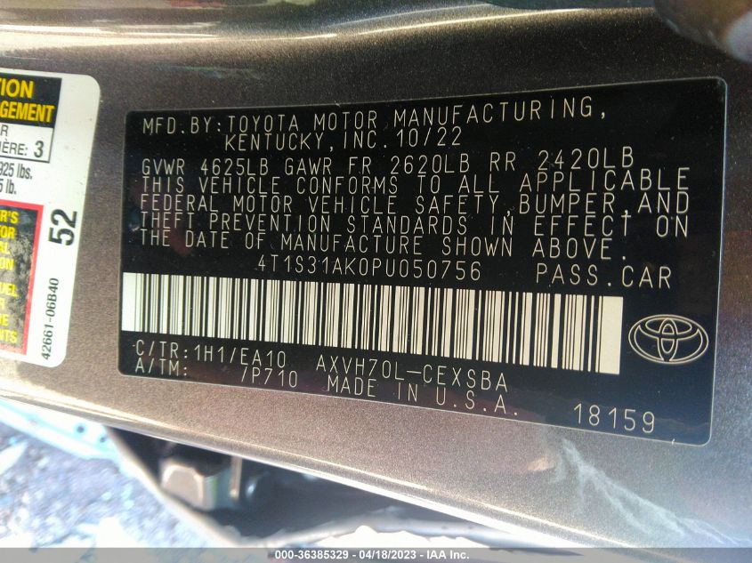 2023 TOYOTA CAMRY HYBRID SE - 4T1S31AK0PU050756