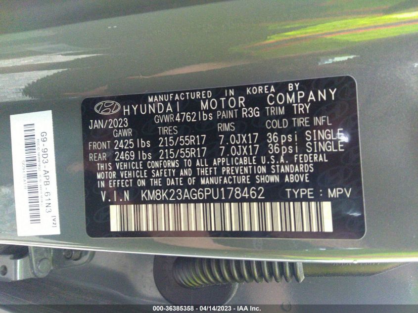 2023 HYUNDAI KONA ELECTRIC SE KM8K23AG6PU178462