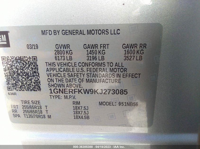 2019 CHEVROLET TRAVERSE LS - 1GNERFKW9KJ273085